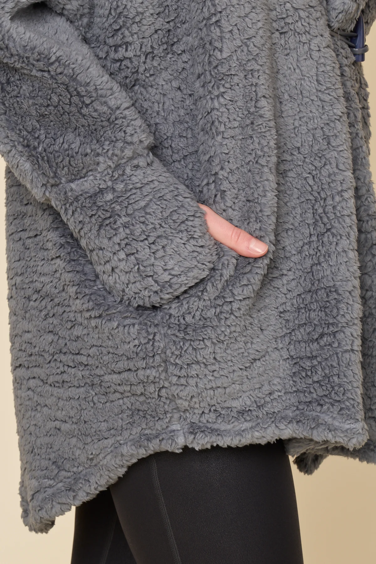 Faux Sherpa Cocoon Coat - Cool Grey - Image 8