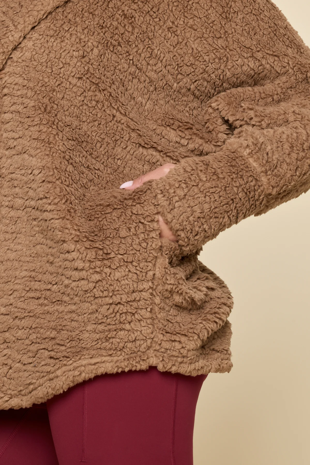 Faux Sherpa Cocoon Coat - Teddy Bear Brown - Image 7