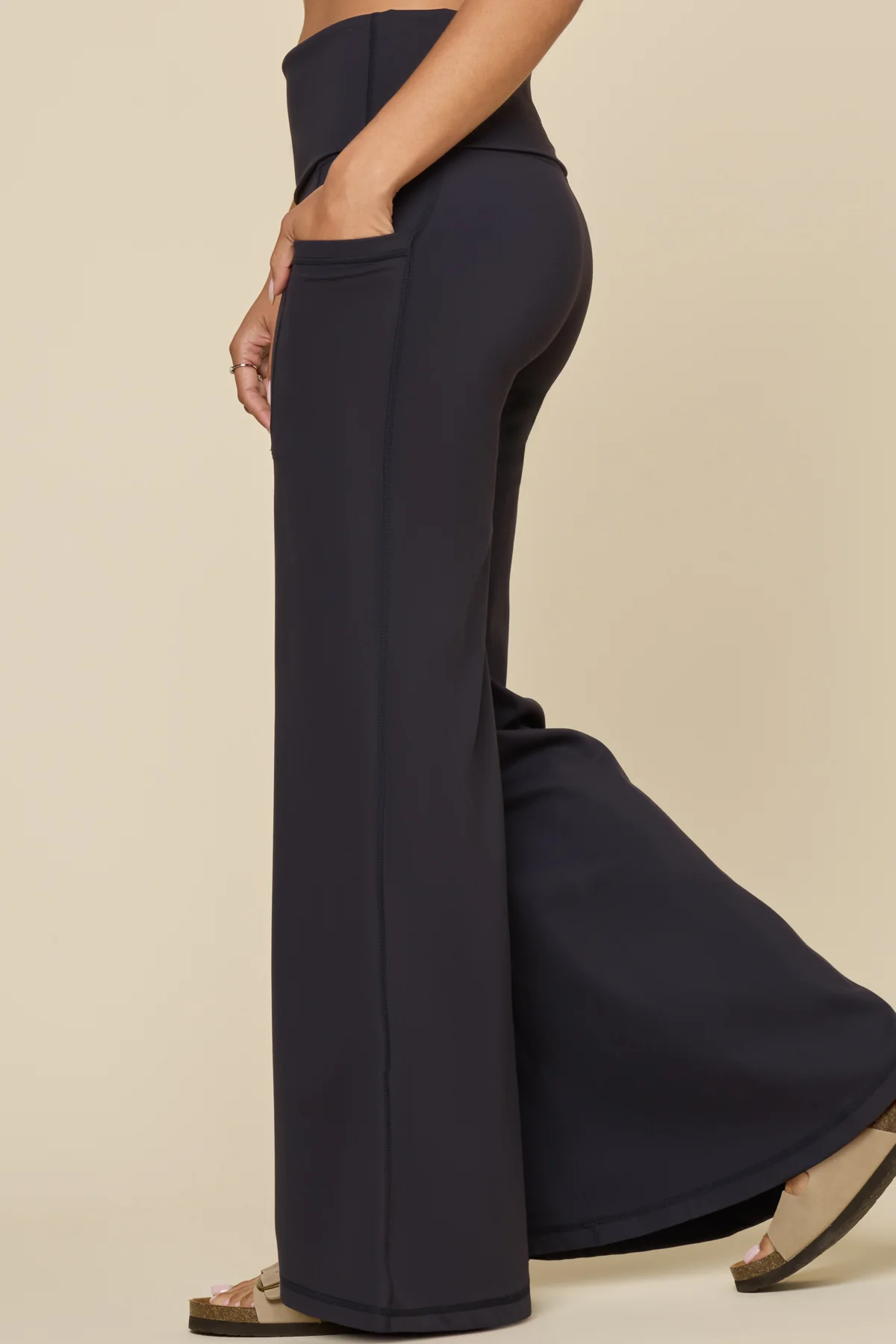 Foldover Wide Legging - Cool Black - Image 5