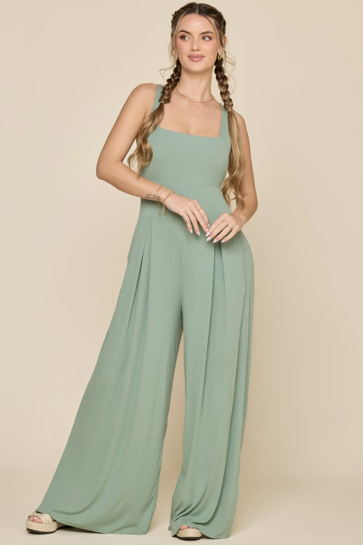 Go With The Flow Jumpsuit - Evening Moss - Image 2