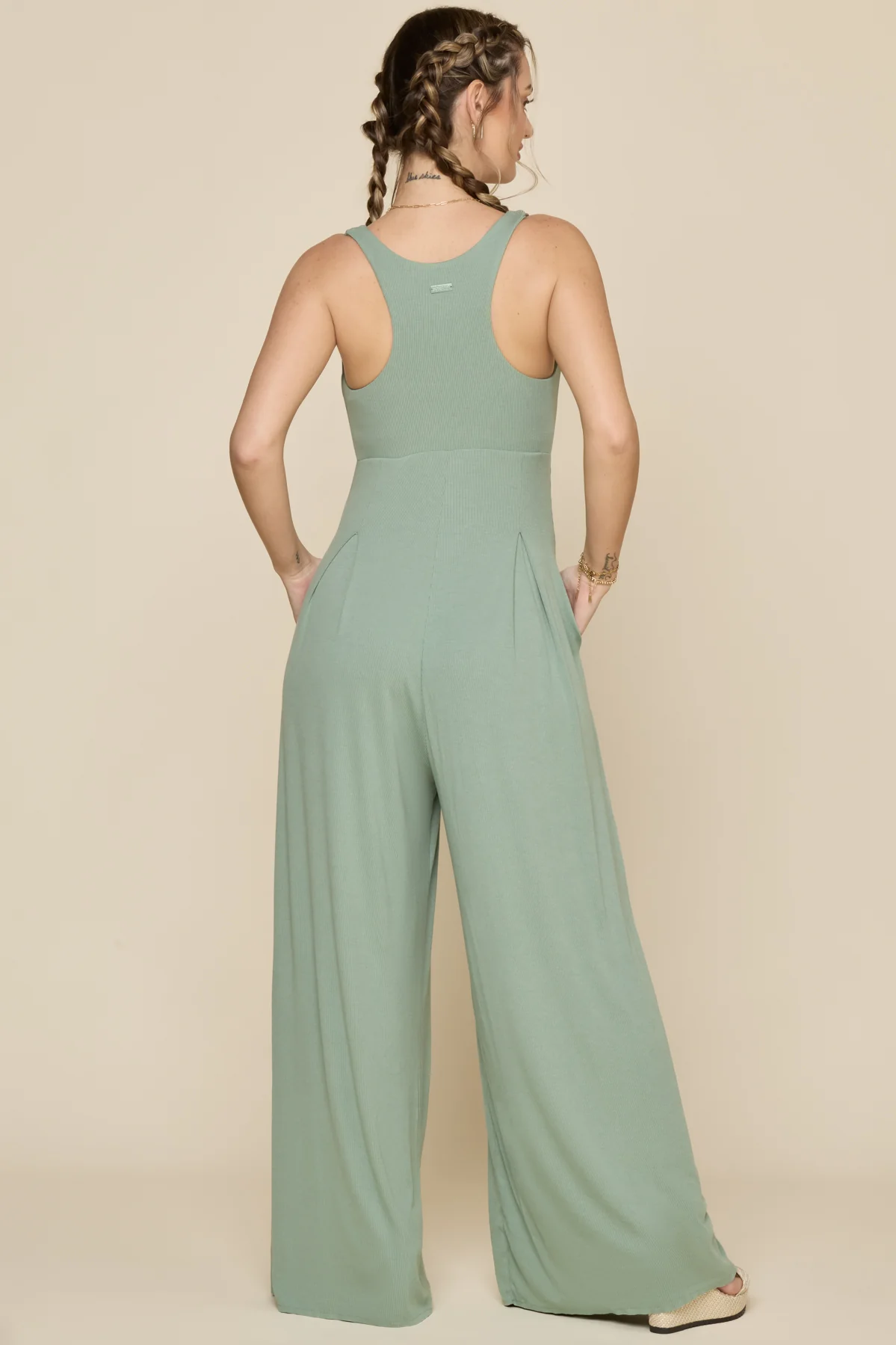 Go With The Flow Jumpsuit - Evening Moss - Image 3
