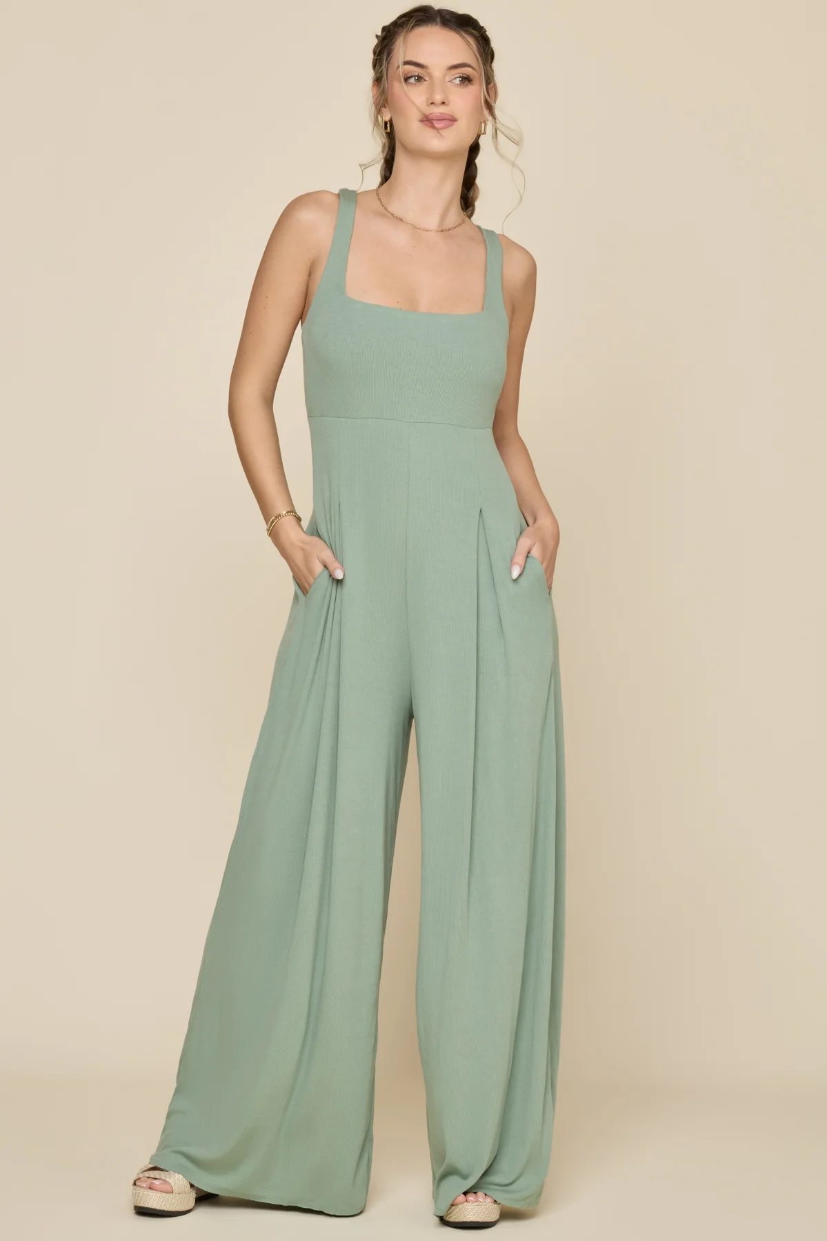 Go With The Flow Jumpsuit - Evening Moss - Image 6