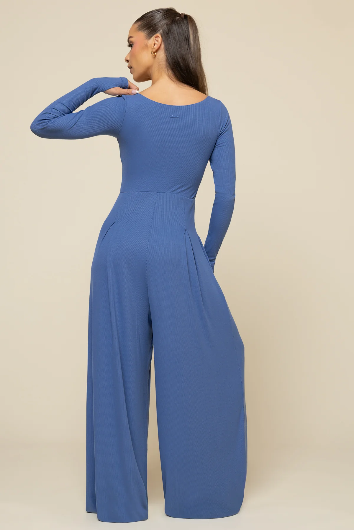 Go With The Flow Long Sleeve Jumpsuit - Blue Horizon - Image 8