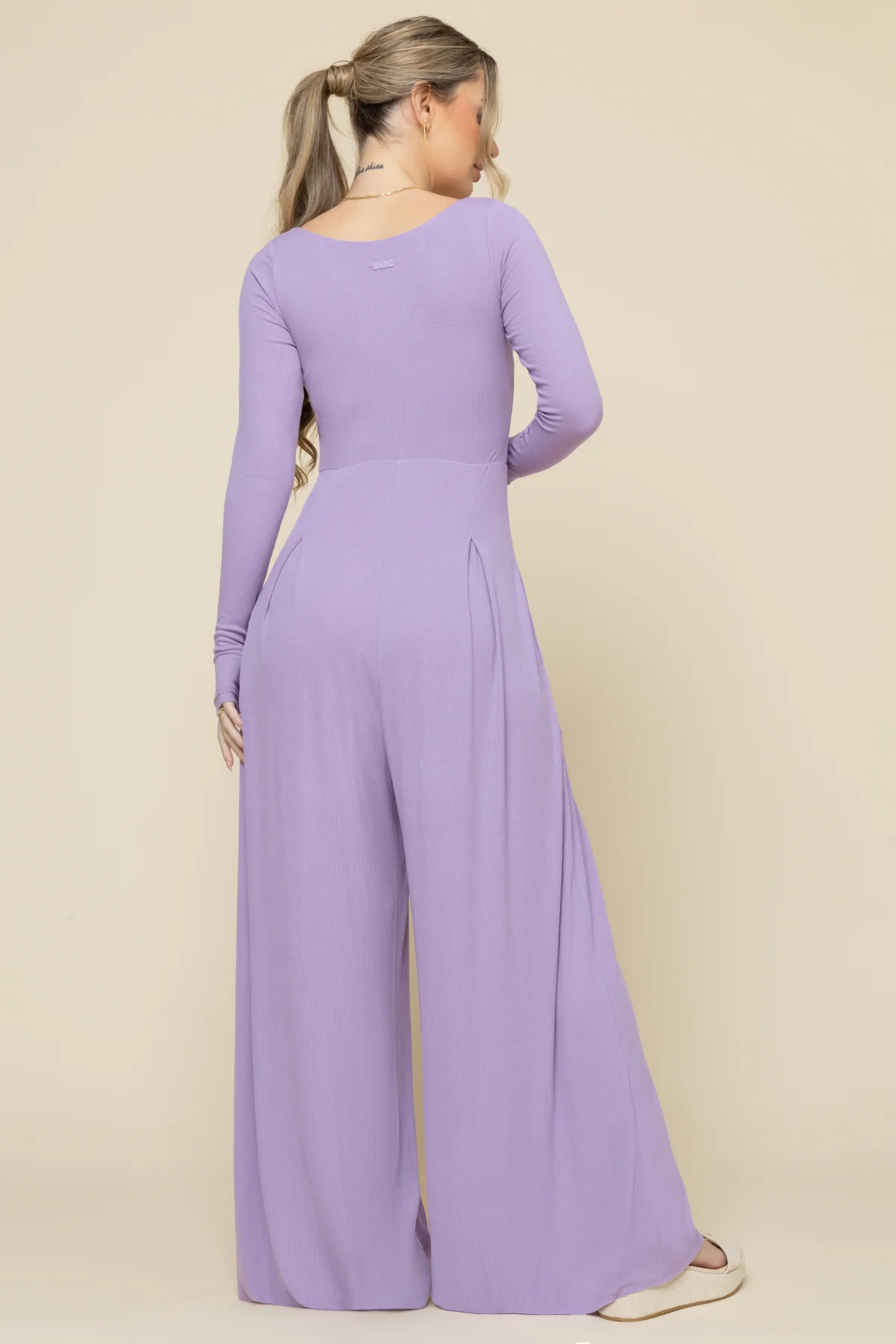 Go With The Flow Long Sleeve Jumpsuit - Lavender Haze - Image 8