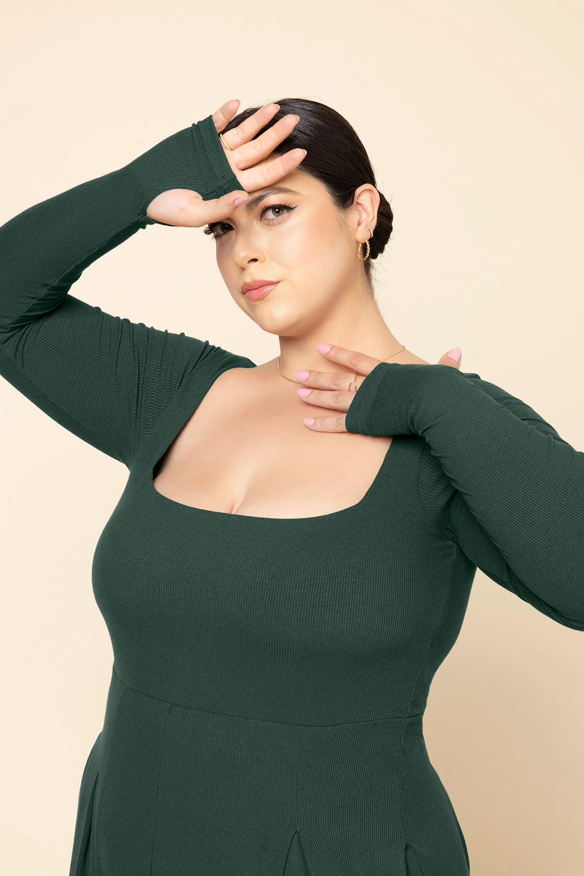 Go With The Flow Long Sleeve Jumpsuit - Pine - Image 11