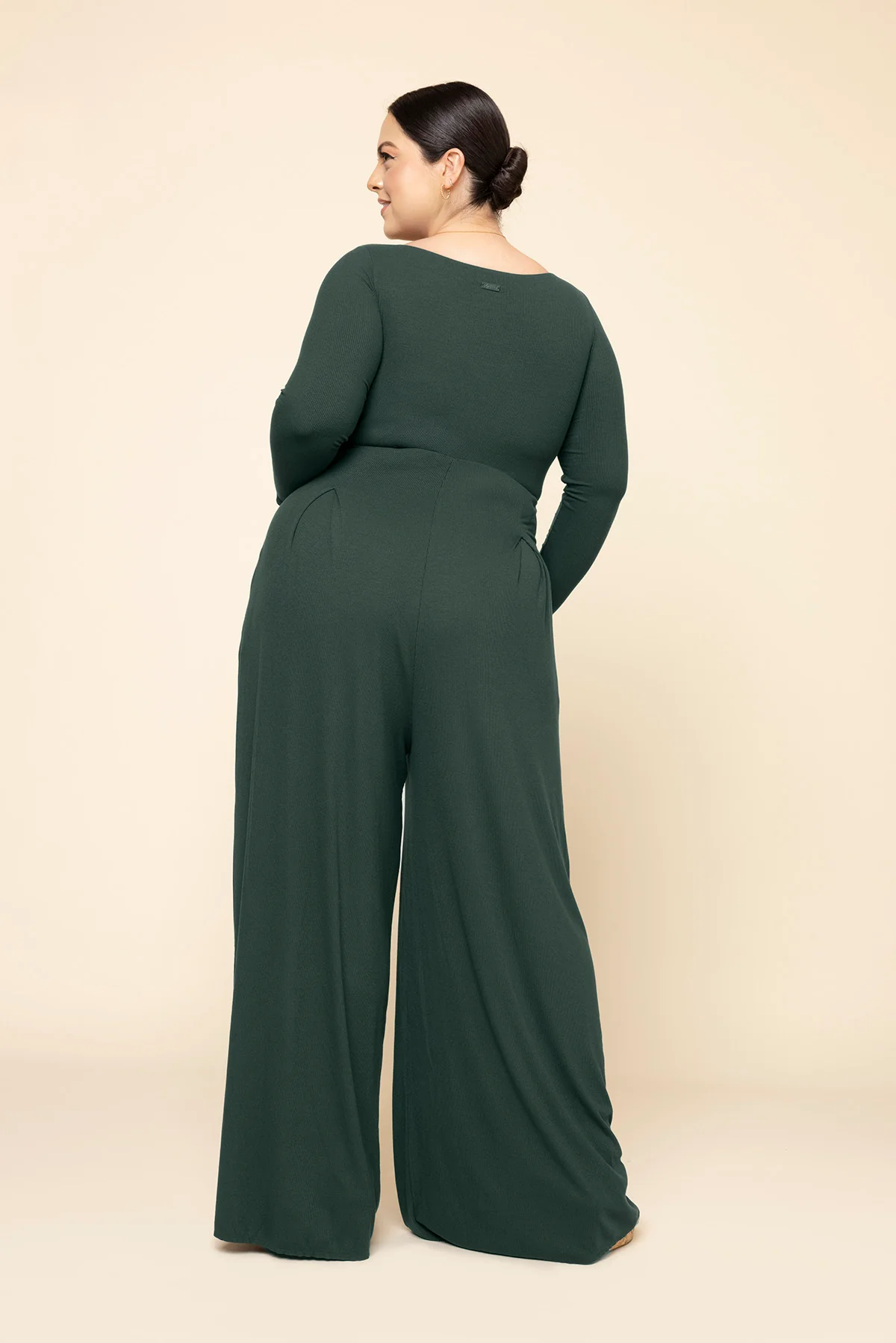 Go With The Flow Long Sleeve Jumpsuit - Pine - Image 6
