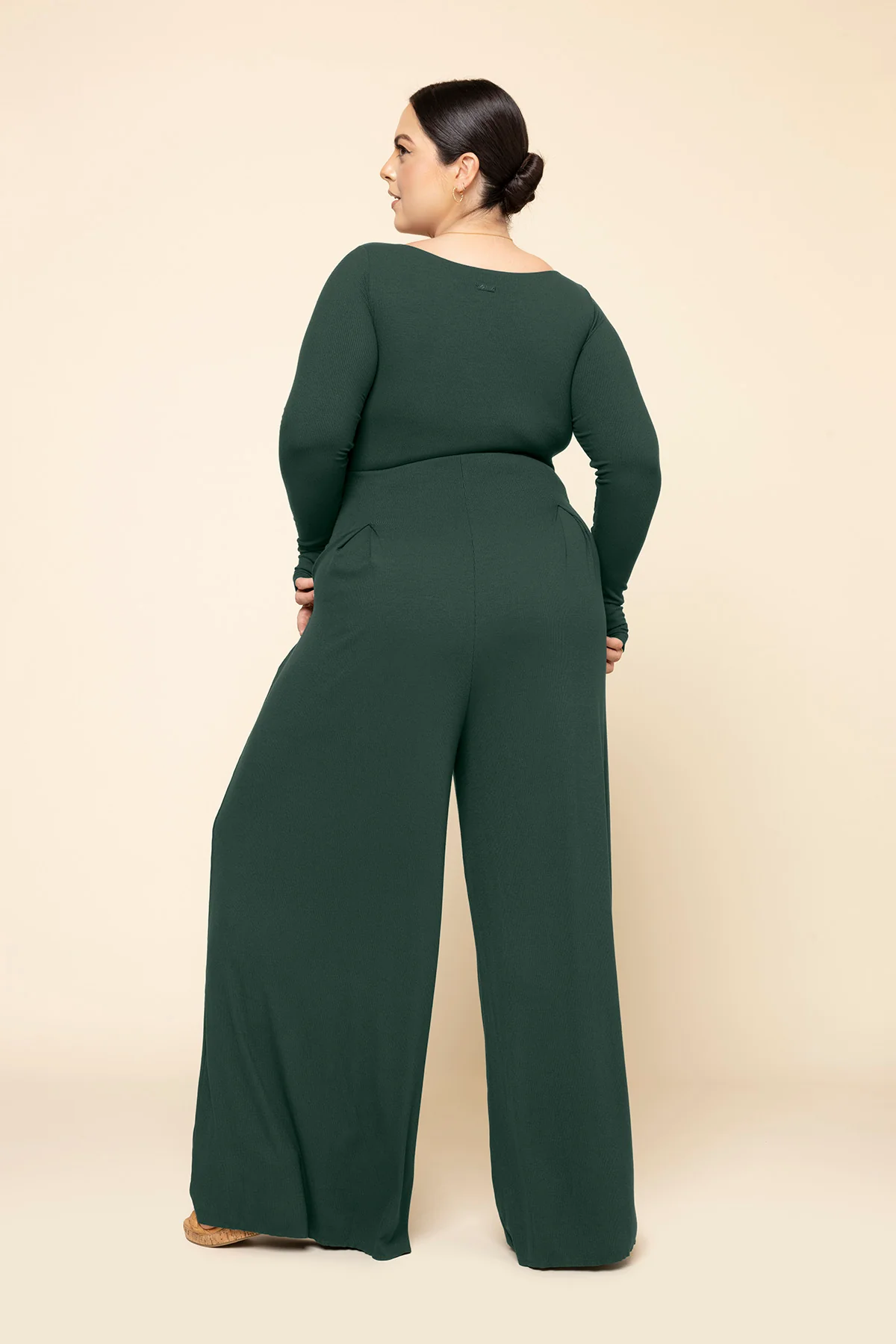 Go With The Flow Long Sleeve Jumpsuit - Pine - Image 7