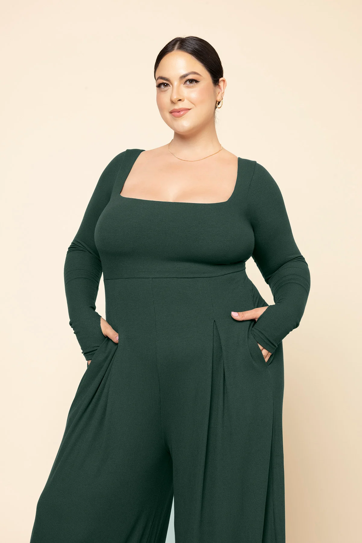Go With The Flow Long Sleeve Jumpsuit - Pine - Image 9