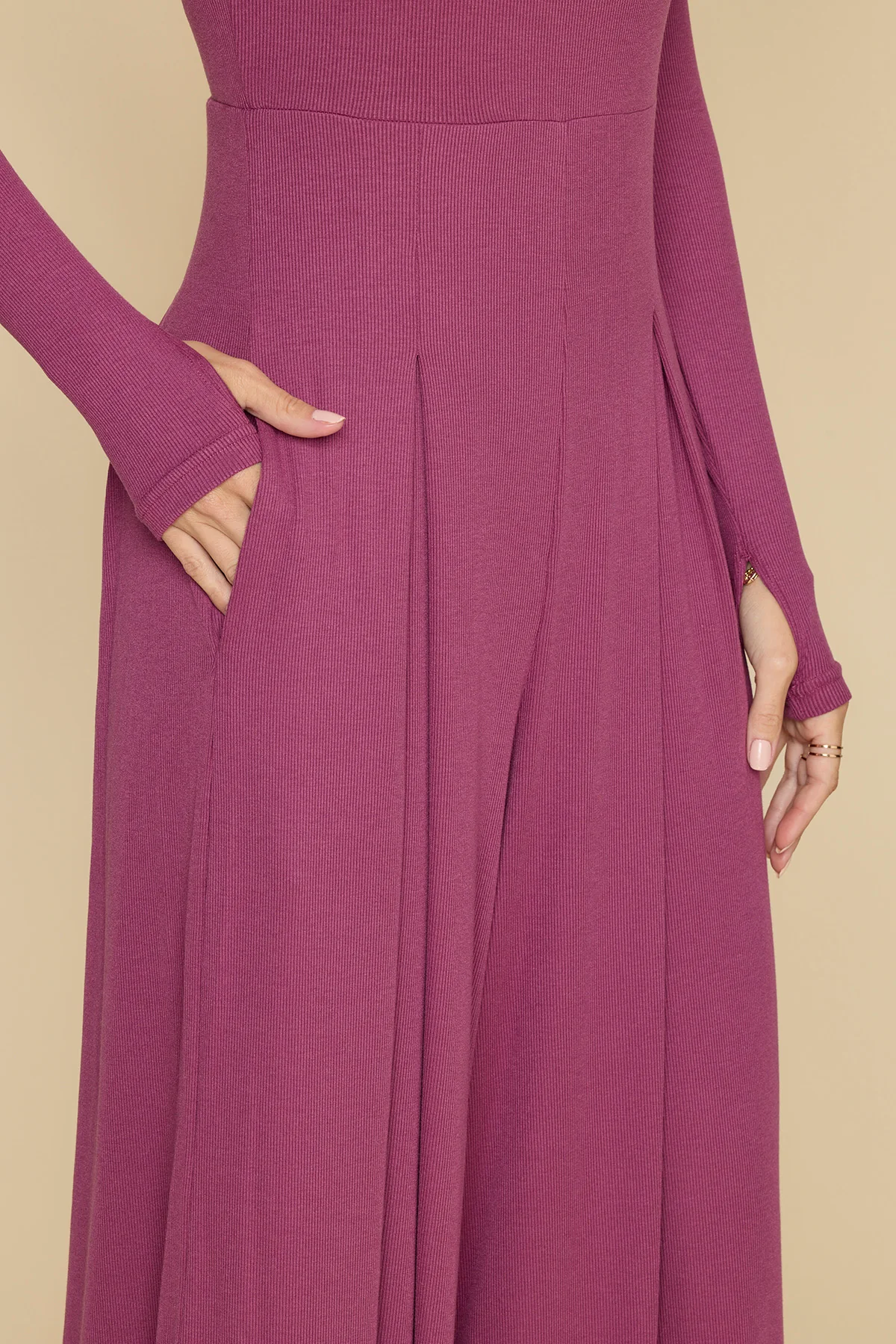 Go With The Flow Long Sleeve Jumpsuit - Raspberry - Image 6