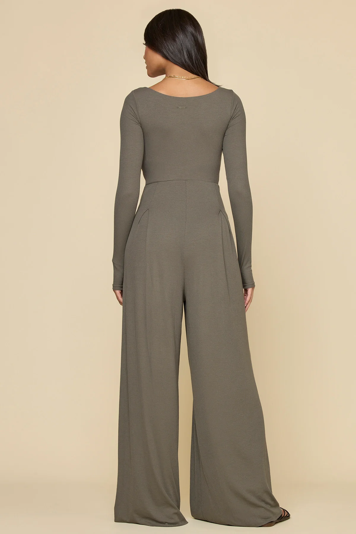 Go With The Flow Long Sleeve Jumpsuit - Rustic Olive - Image 6