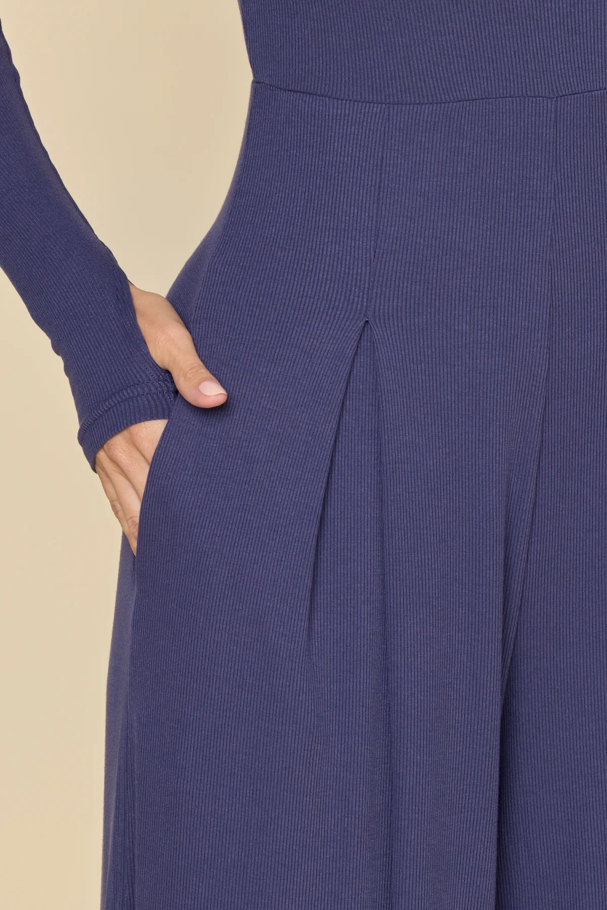 Go With The Flow Long Sleeve Jumpsuit - True Navy - Image 5