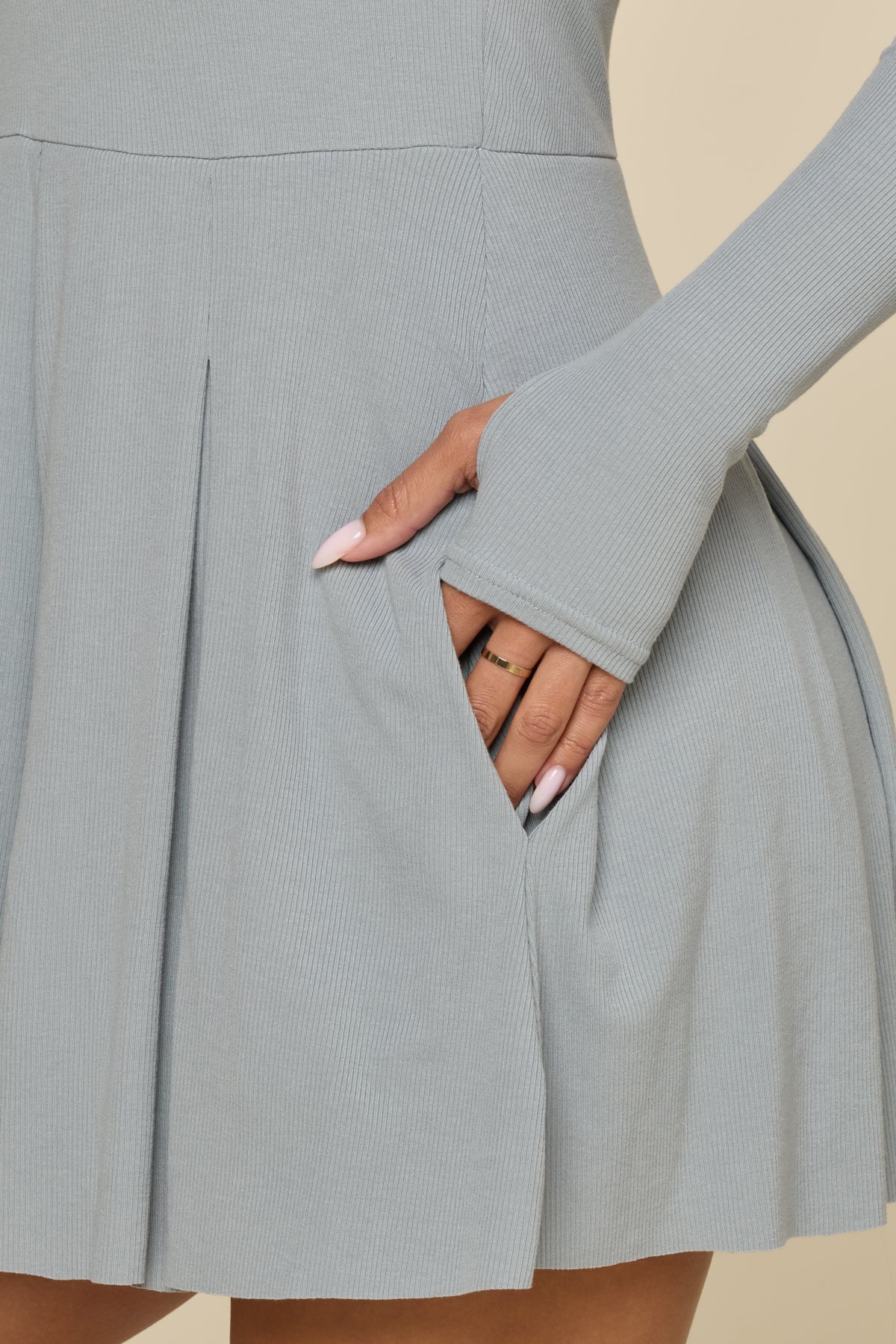 Go with the Flow Long Sleeve Romper - Blue Stone - Image 5