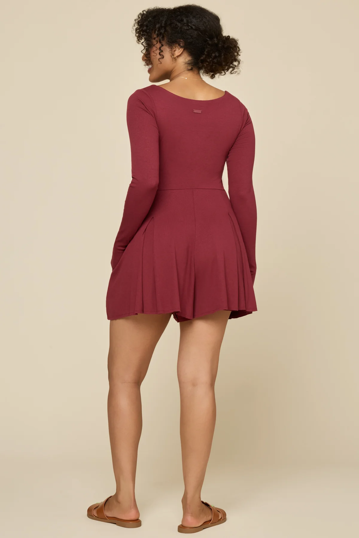 Go with the Flow Long Sleeve Romper - Crimson - Image 7