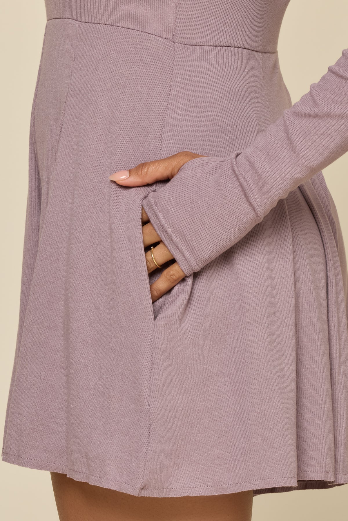 Go with the Flow Long Sleeve Romper - Dusty Mauve - Image 3