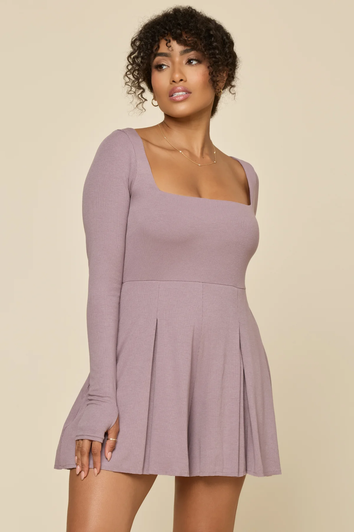 Go with the Flow Long Sleeve Romper - Dusty Mauve - Image 7