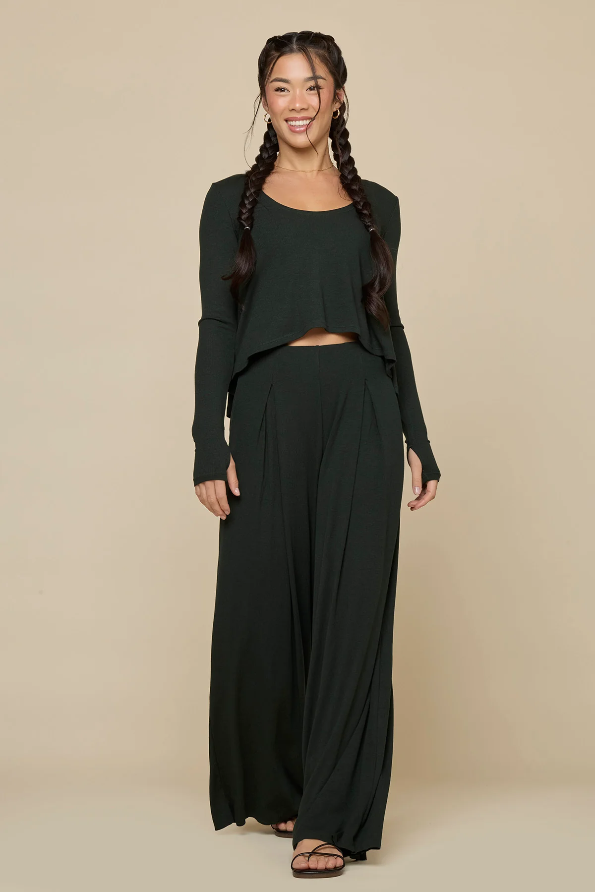 Go With The Flow Long Sleeve Top - Deep Forest - Image 7