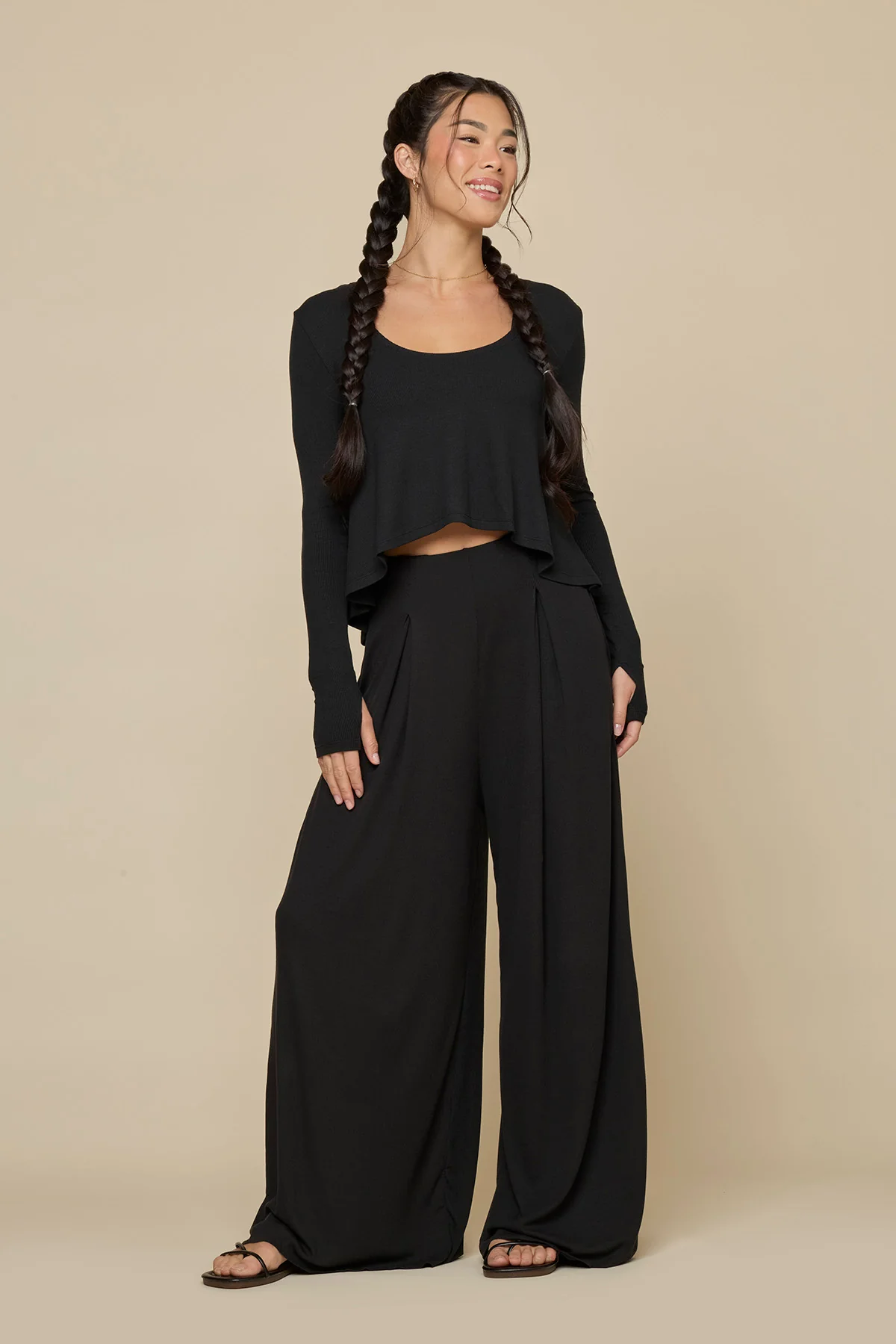 Go with the Flow Wide Leg Pant - Black - Image 2