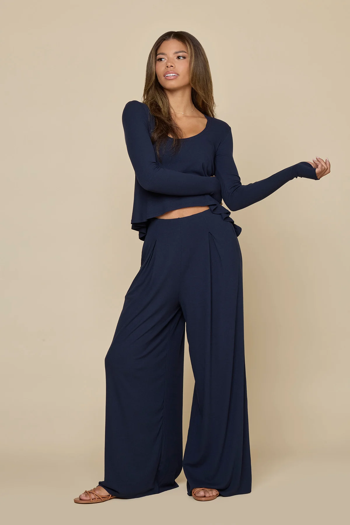 Go with the Flow Wide Leg Pant - Cosmic Navy - Image 8