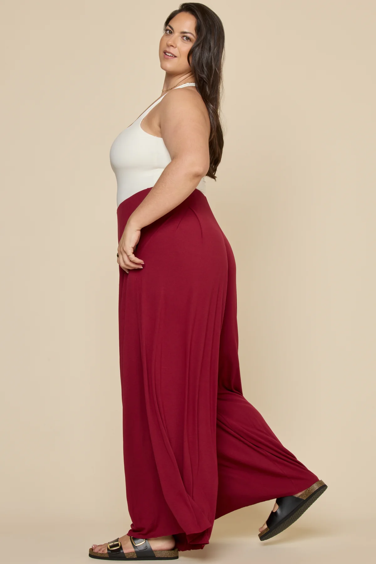 Go with the Flow Wide Leg Pant - Deep Cherry - Image 6
