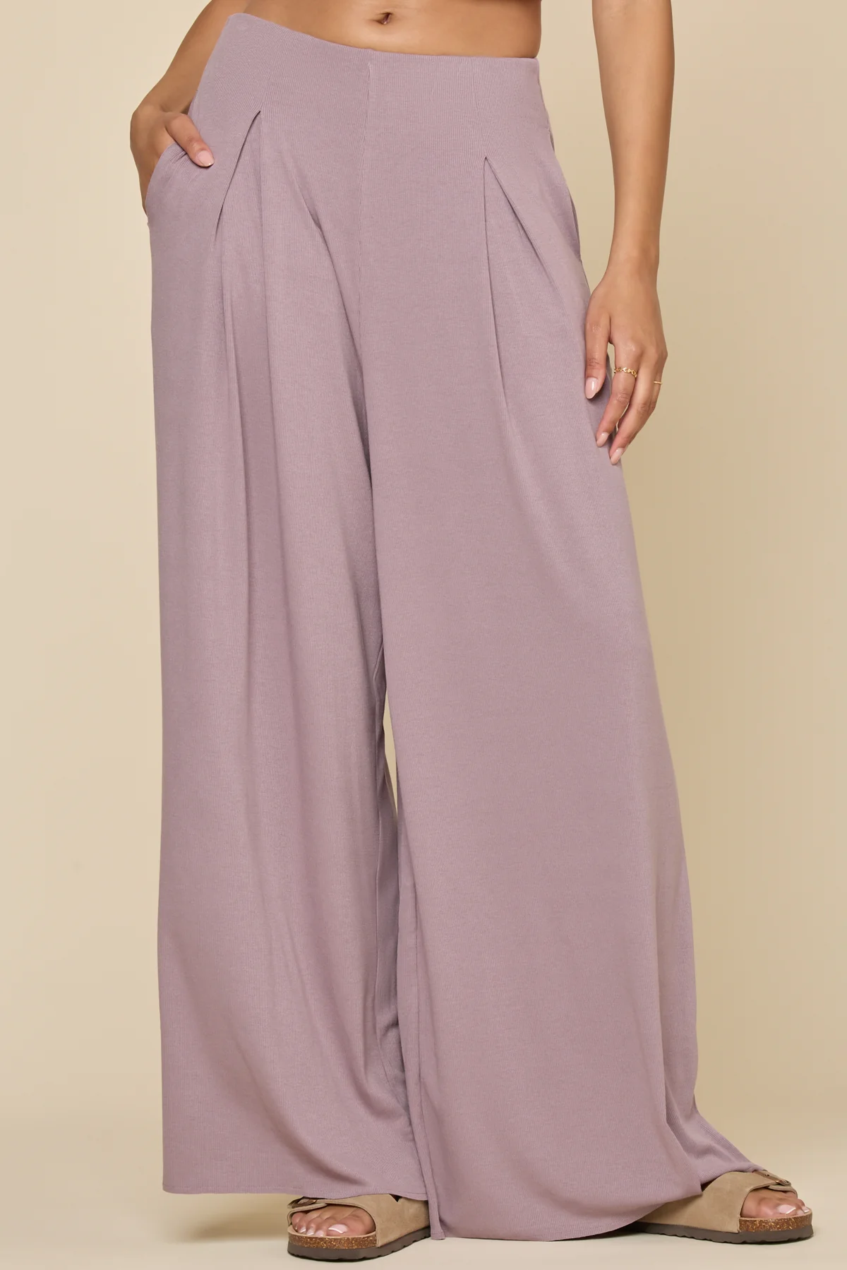 Go with the Flow Wide Leg Pant - Dusty Mauve - Image 3