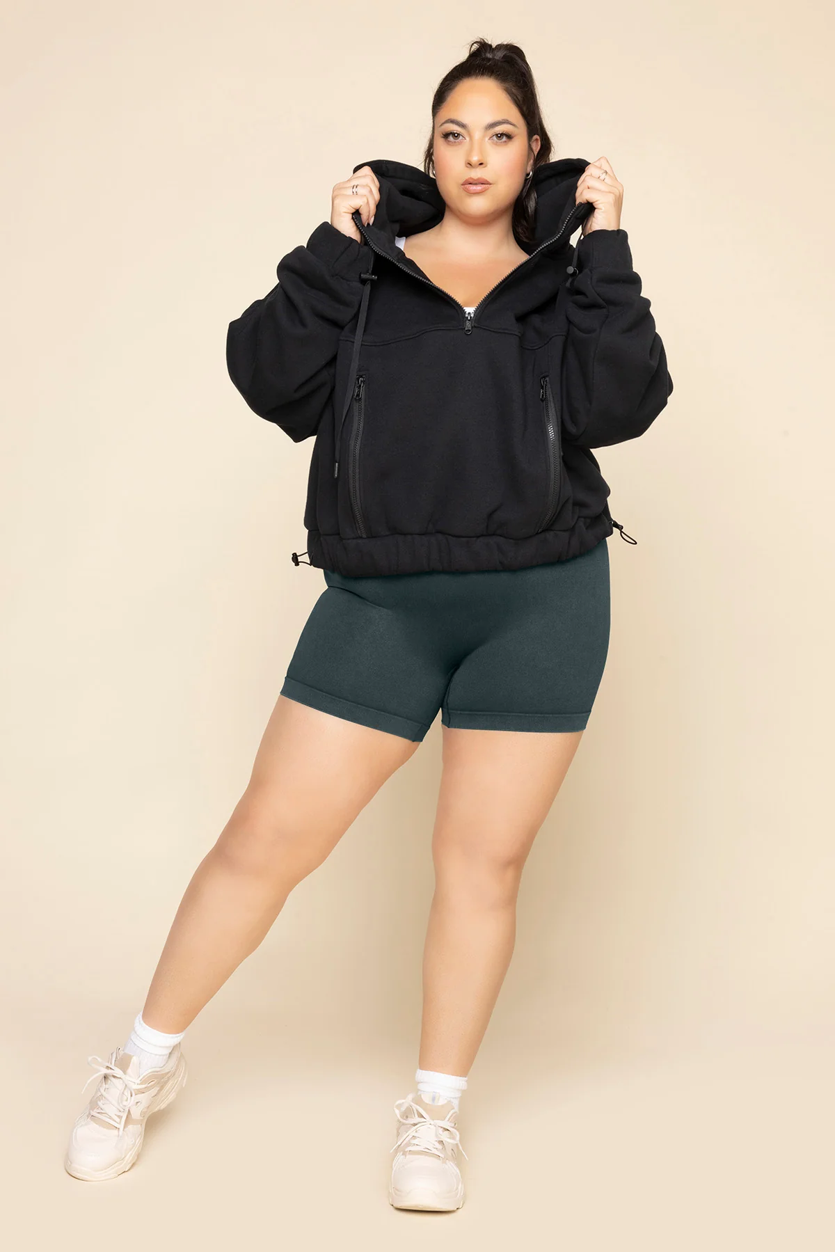 Half Zip Warm Up Hoodie - Black - Image 5