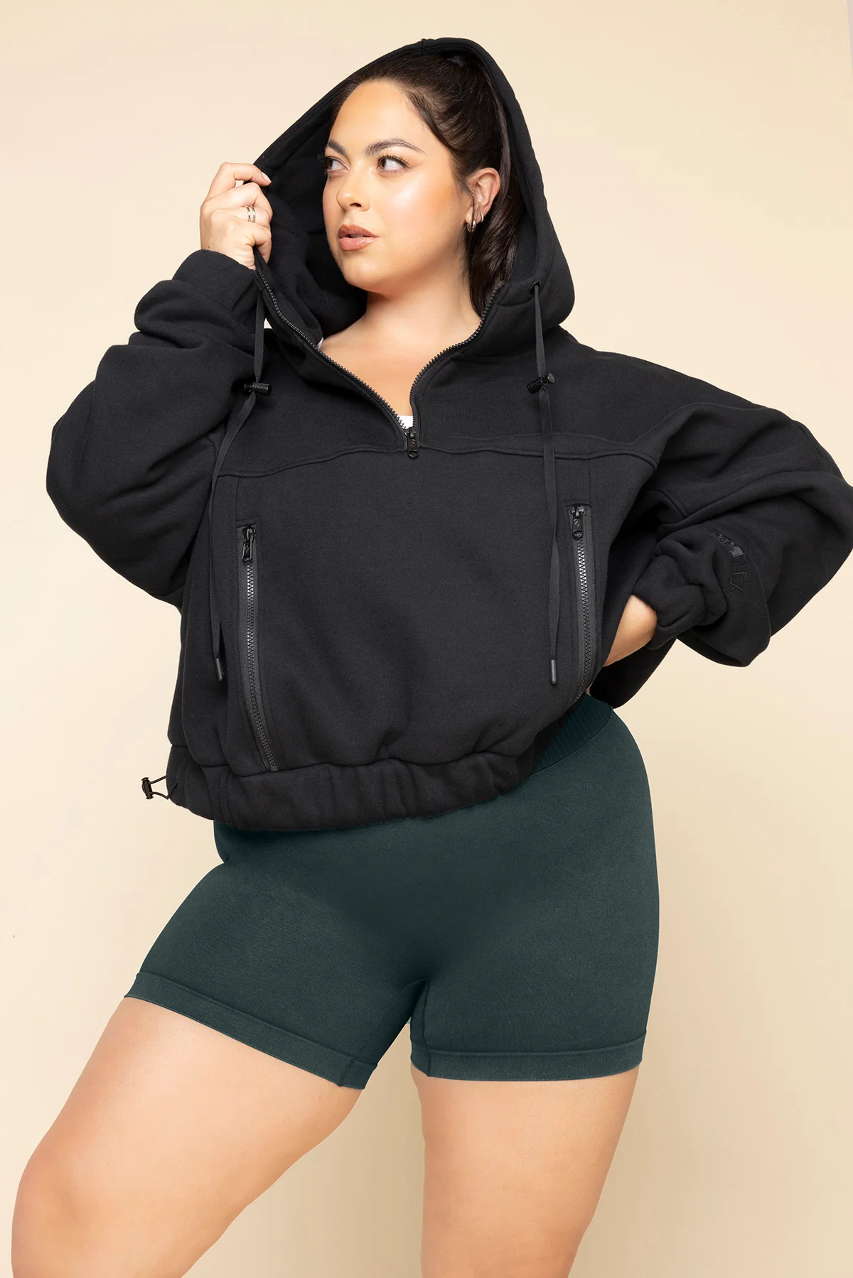 Half Zip Warm Up Hoodie - Black - Image 7