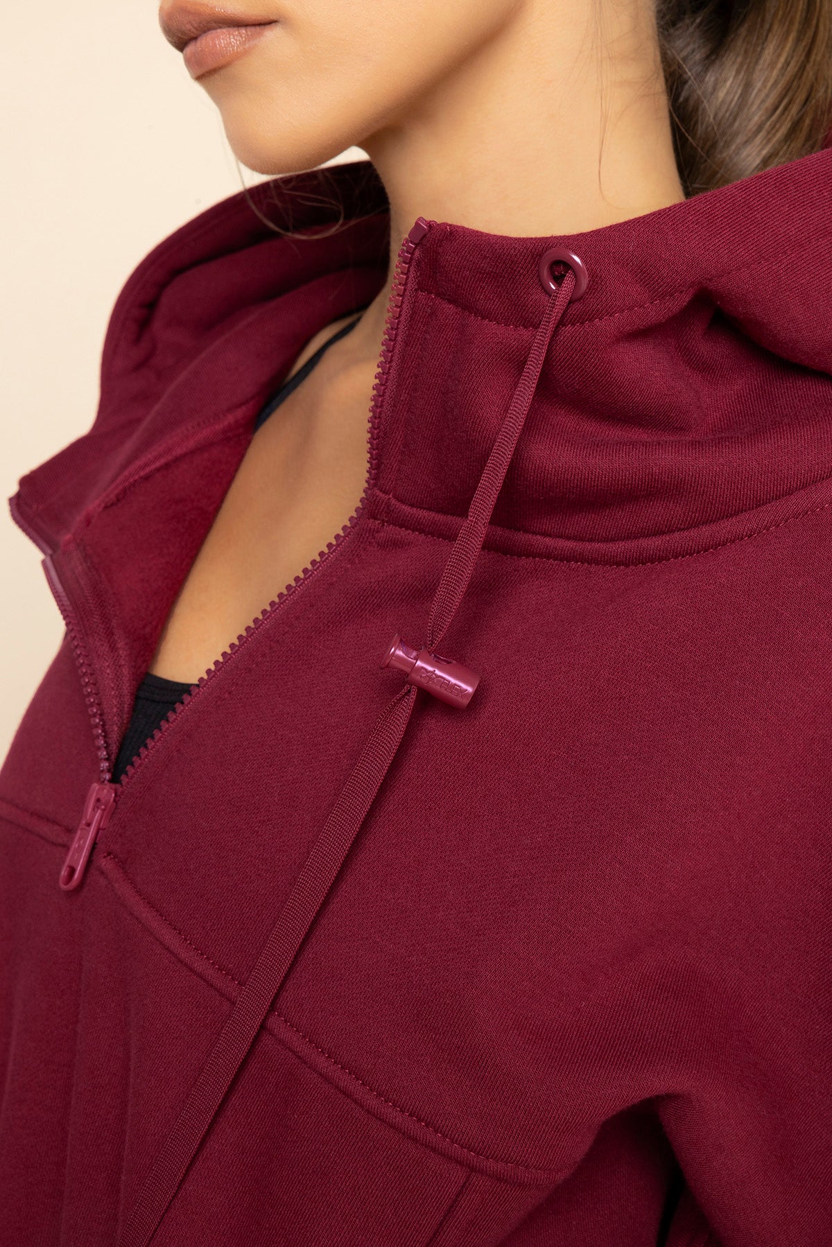 Half Zip Warm Up Hoodie - Crimson - Image 4