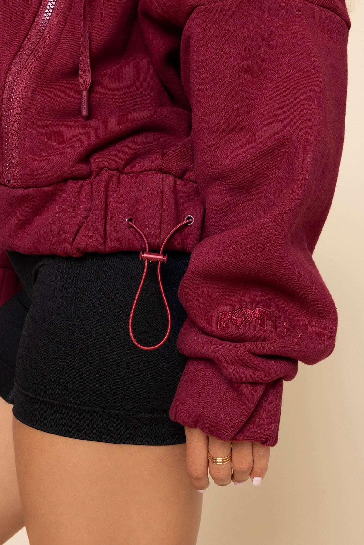 Half Zip Warm Up Hoodie - Crimson - Image 5