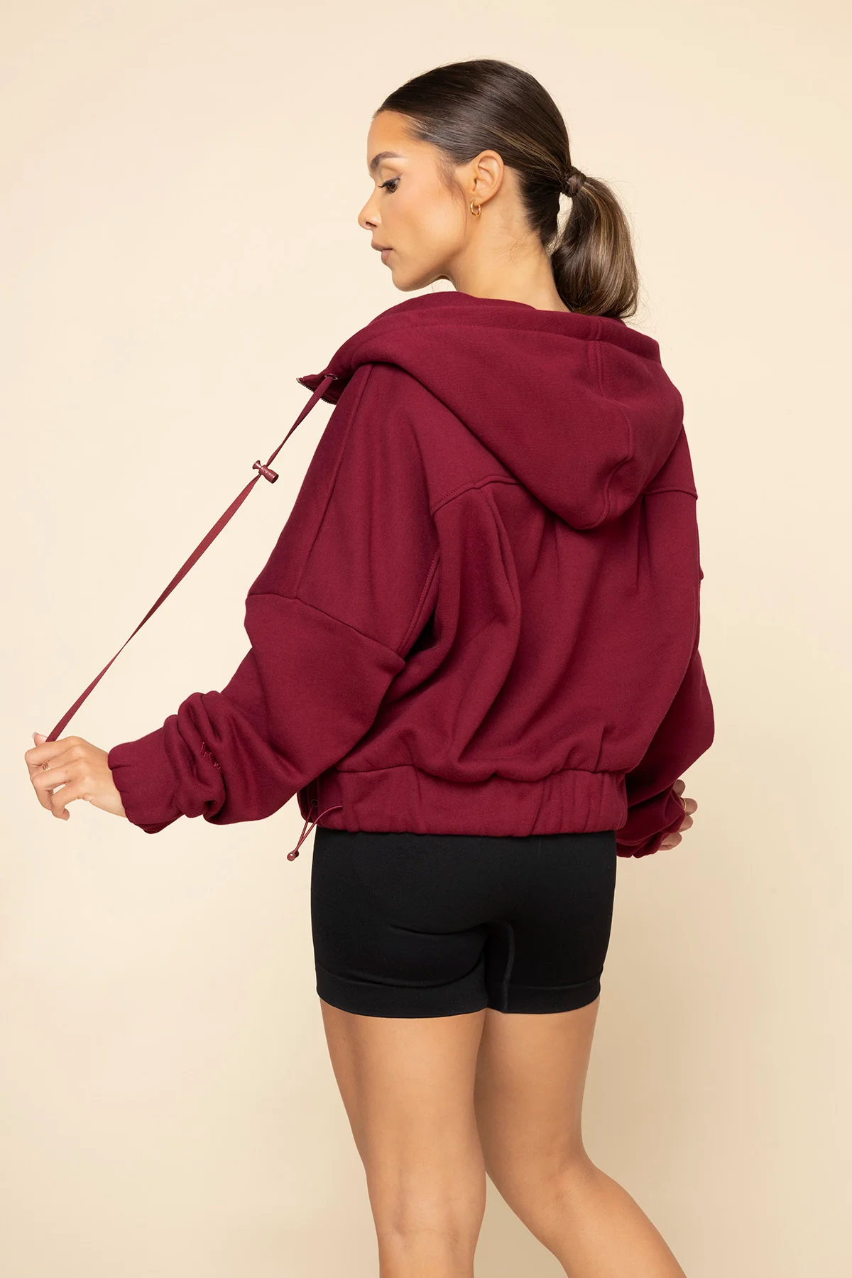Half Zip Warm Up Hoodie - Crimson - Image 6