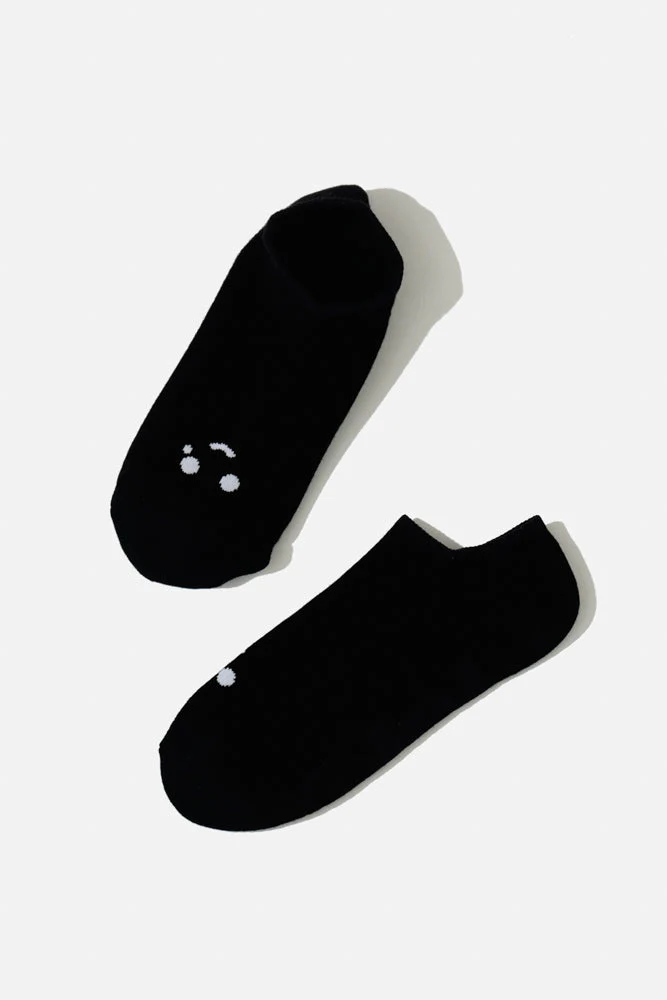 Happy Cry Face Low Rise Socks - Black - Image 2