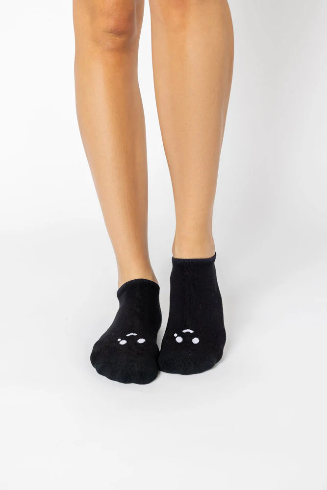 Happy Cry Face Low Rise Socks - Black - Image 3