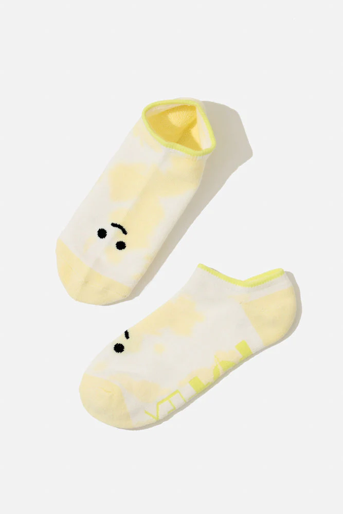 Happy Face Low Rise Socks - Yellow Tie Dye - Image 5