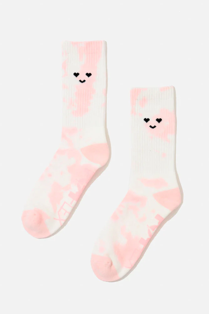 Heart Eyes Mid-Calf Gym Socks - Pink Tie Dye - Image 3