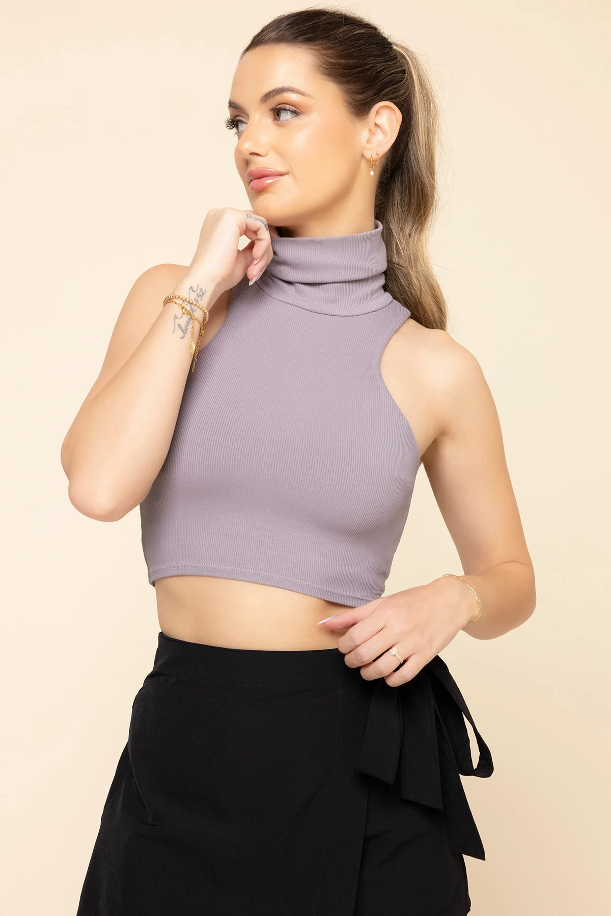 I Feel Cute Crop Top - Dusty Mauve - Image 2