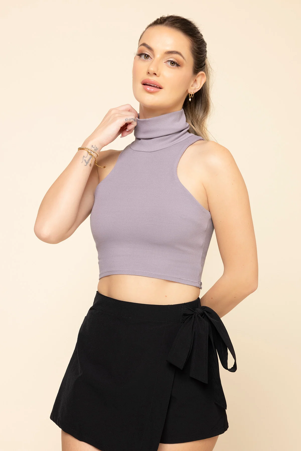 I Feel Cute Crop Top - Dusty Mauve - Image 4