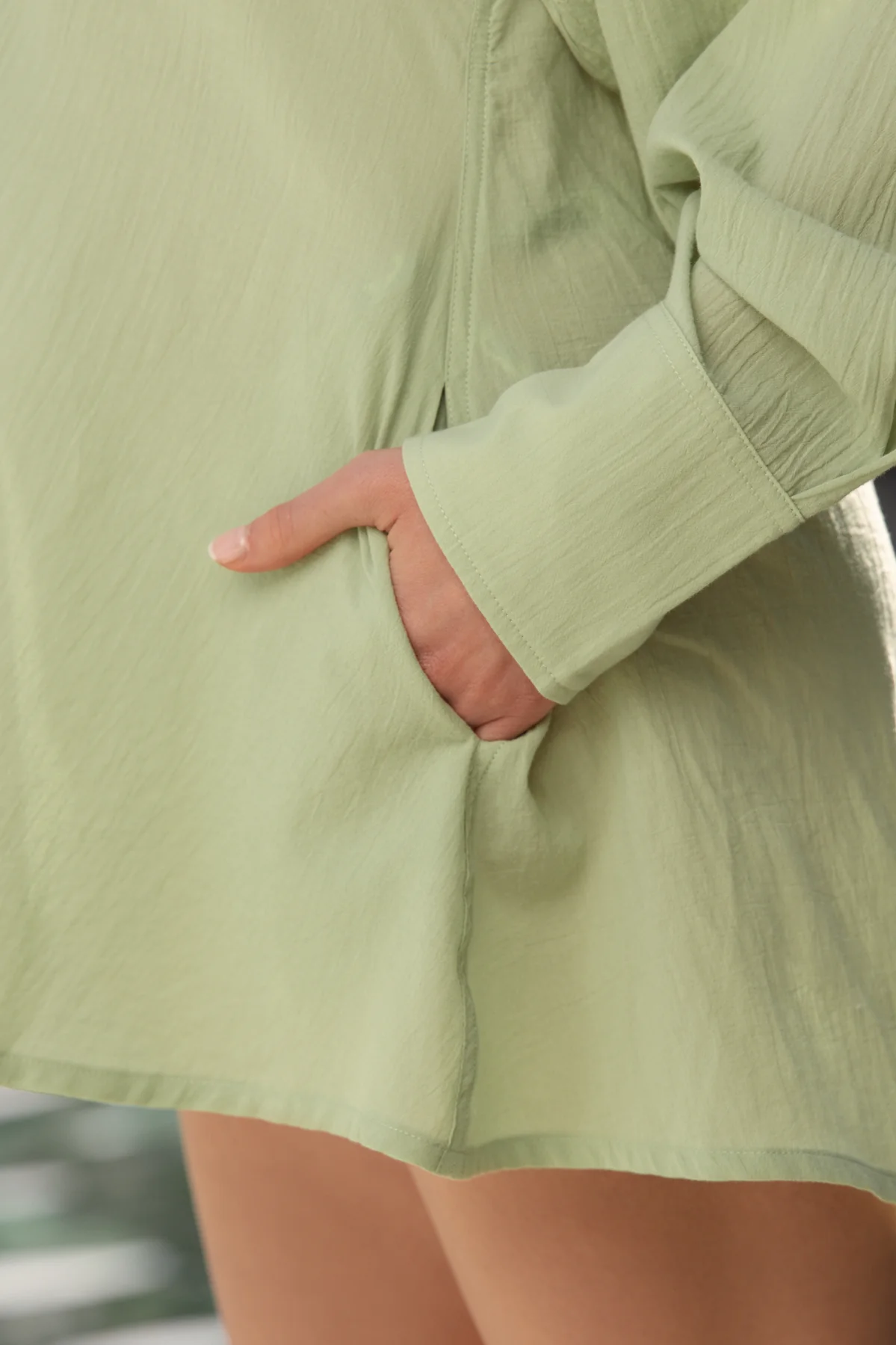 I Need A Vacation Shirt Dress - Sage - Image 6