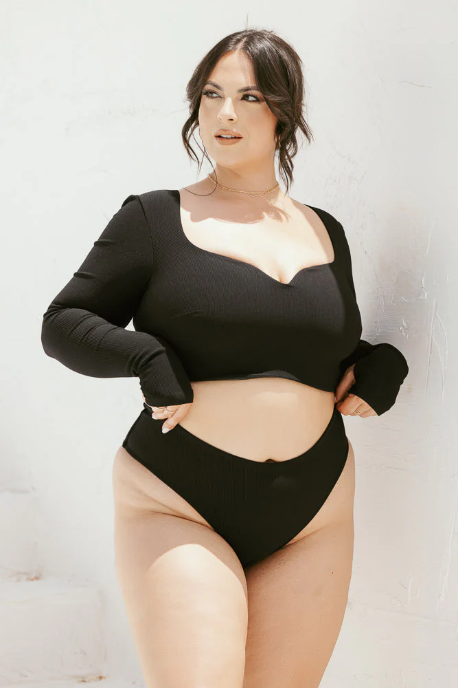 Low Tide Super Cheeky Bikini Bottom - Black Rib - Image 8