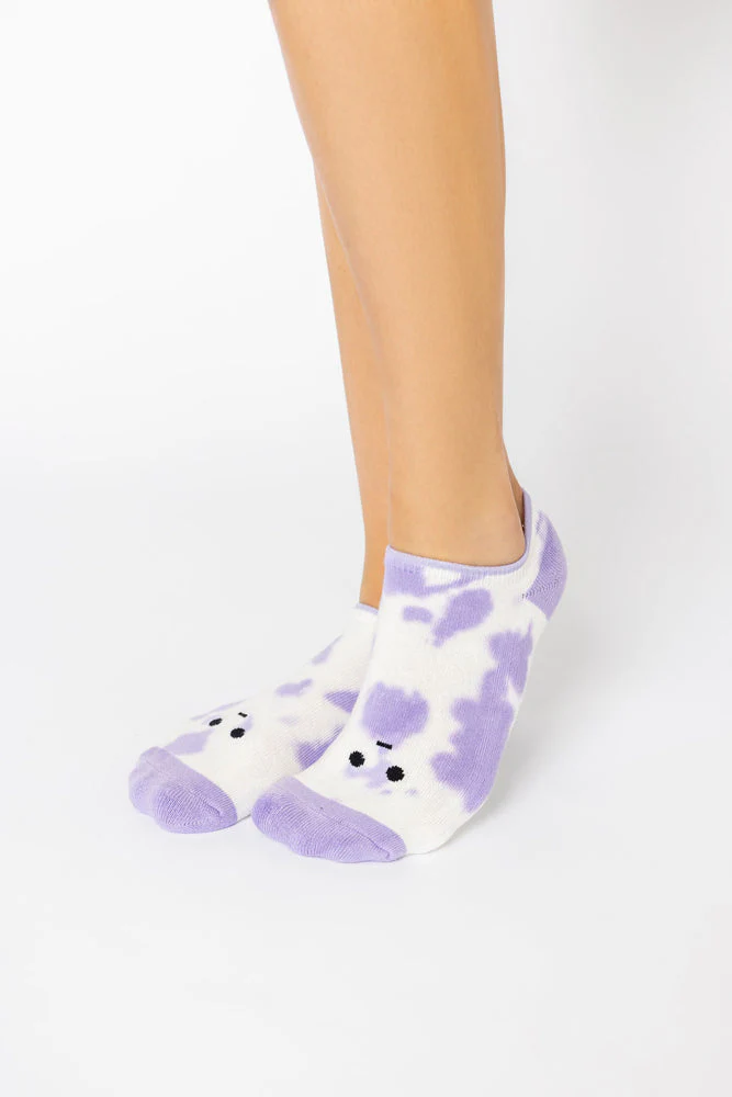 Meh Face Low Rise Socks - Purple Tie Dye - Image 3