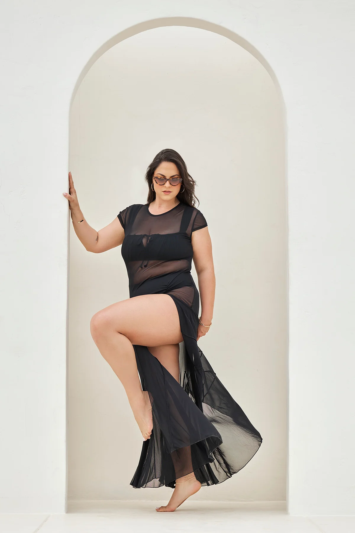 Mermaid Mesh Coverup Dress - Black - Image 6