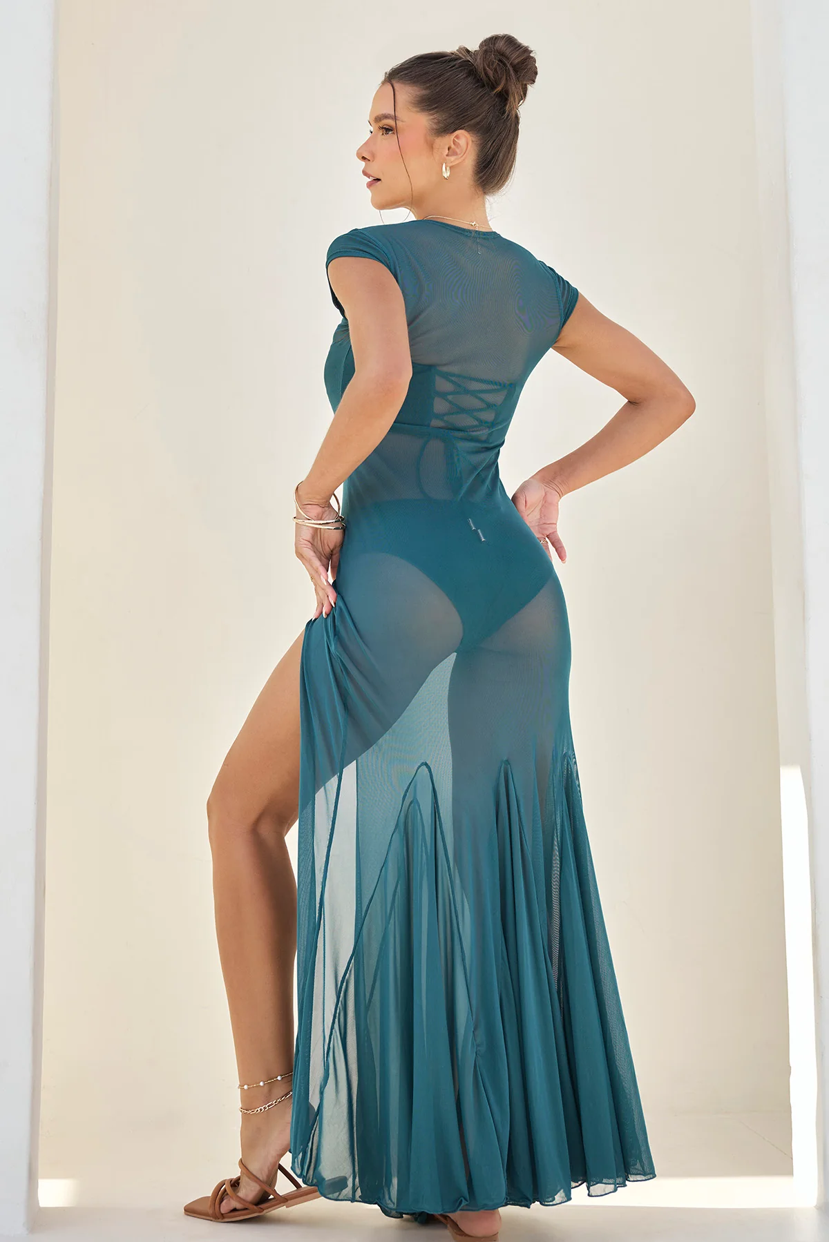 Mermaid Mesh Coverup Dress - Dark Sea - Image 4