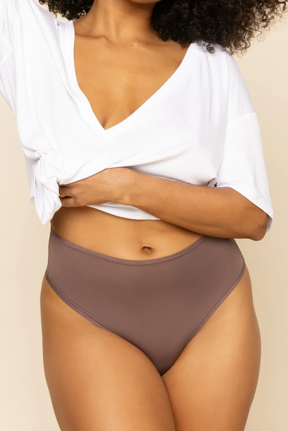 Next to Nothing Higher Rise Thong Panty - Dark Mocha - Image 4