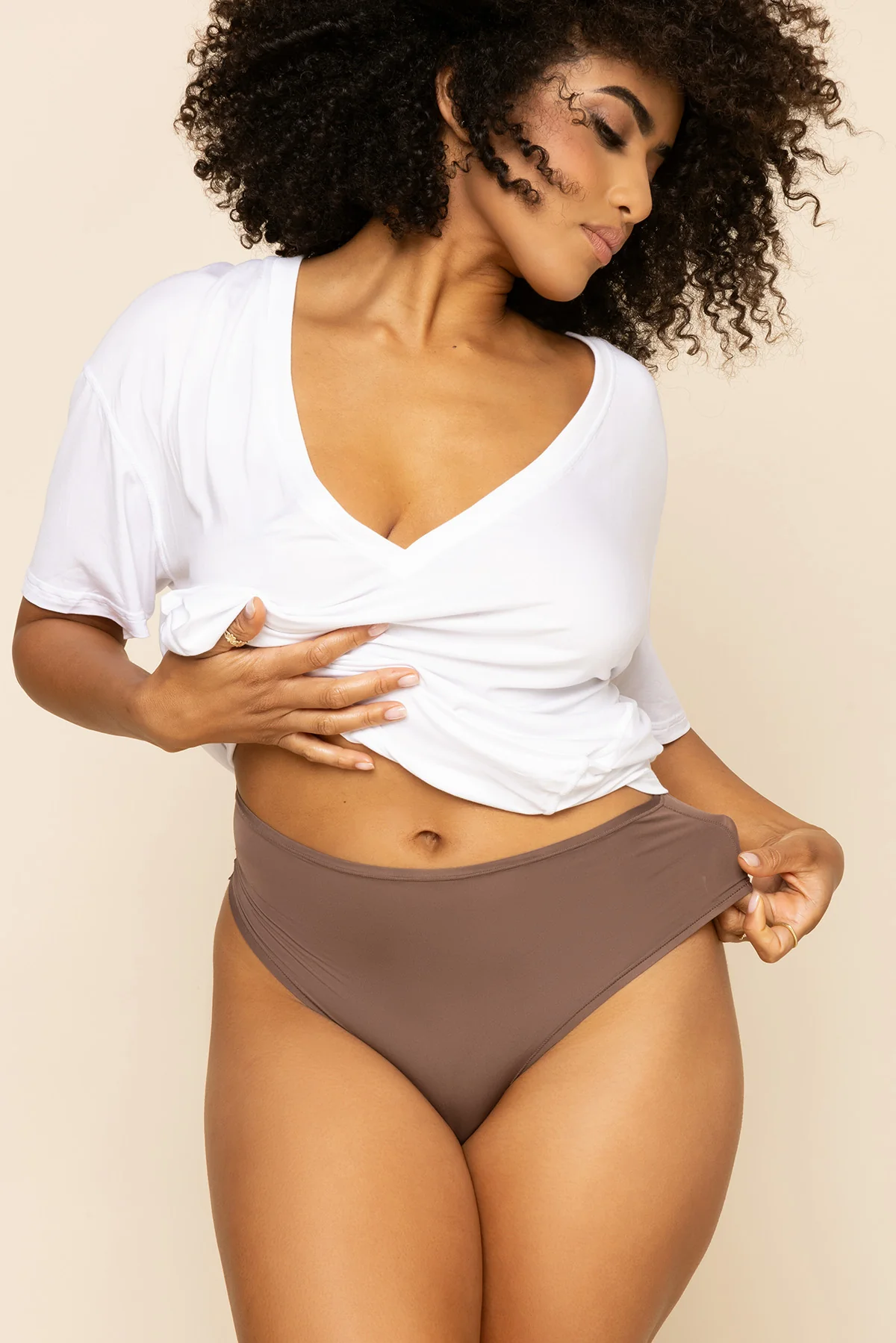 Next to Nothing Higher Rise Thong Panty - Dark Mocha - Image 7
