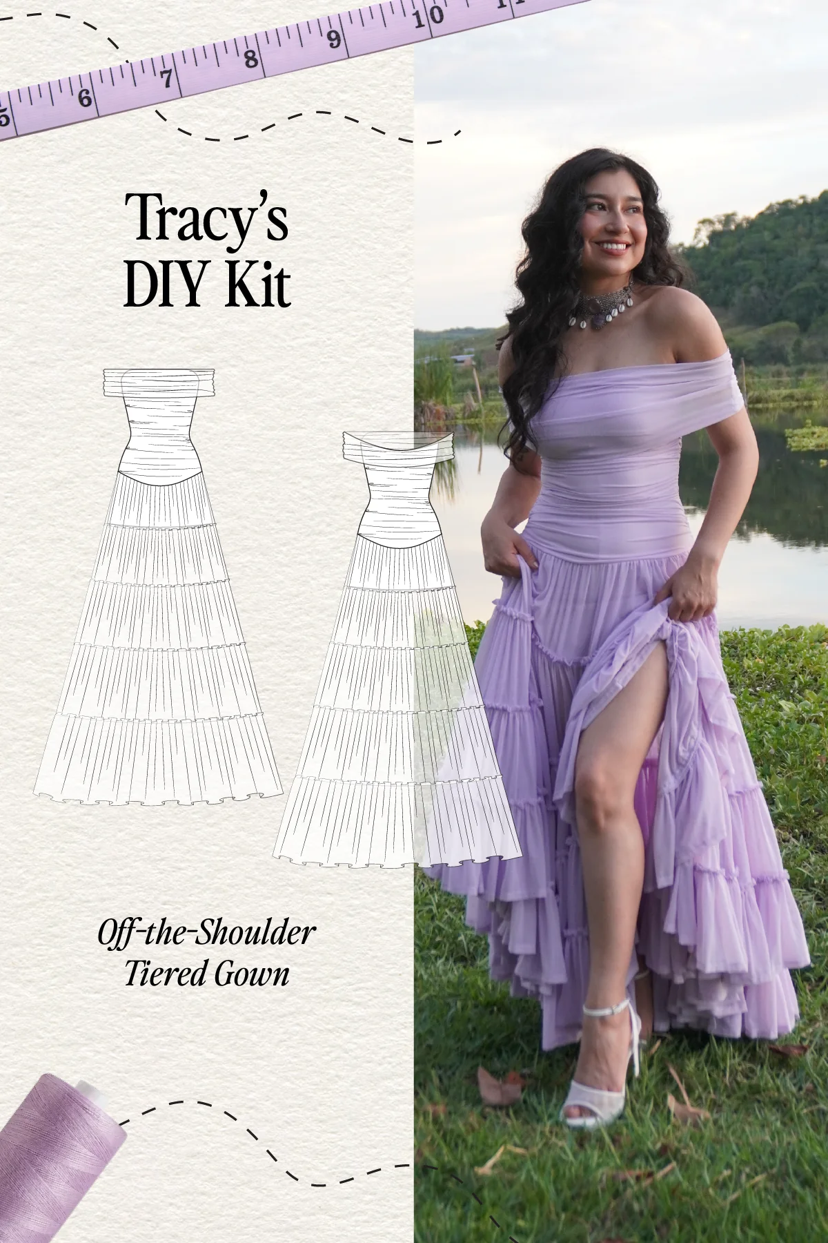 Off the Shoulder Tiered Gown by TransformationsbyTracy - DIY Upcycle Kit