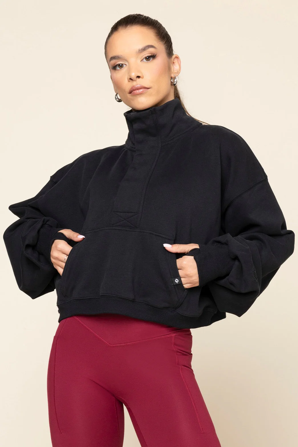 Ooey Gooey Crop Half Zip - Black - Image 10