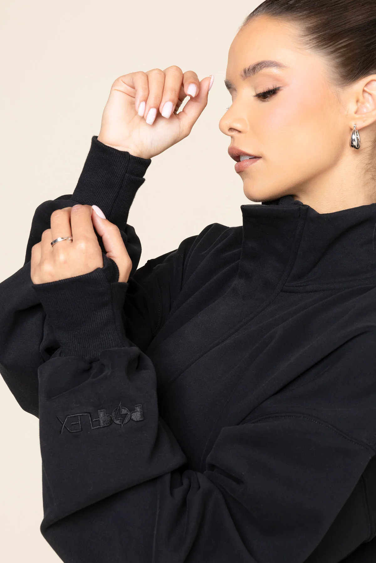 Ooey Gooey Crop Half Zip - Black - Image 3