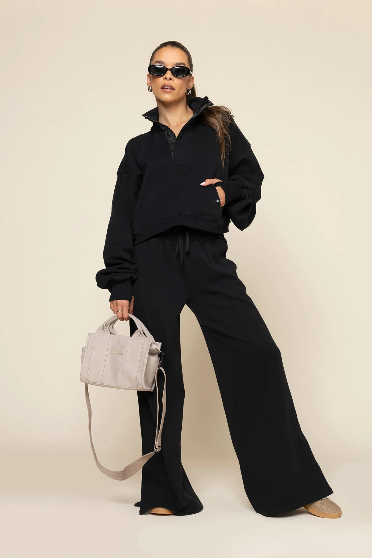 Ooey Gooey Crop Half Zip - Black - Image 6