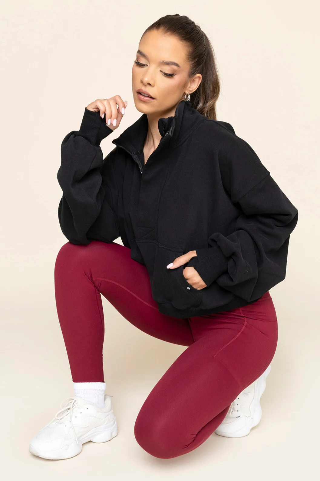 Ooey Gooey Crop Half Zip - Black - Image 7