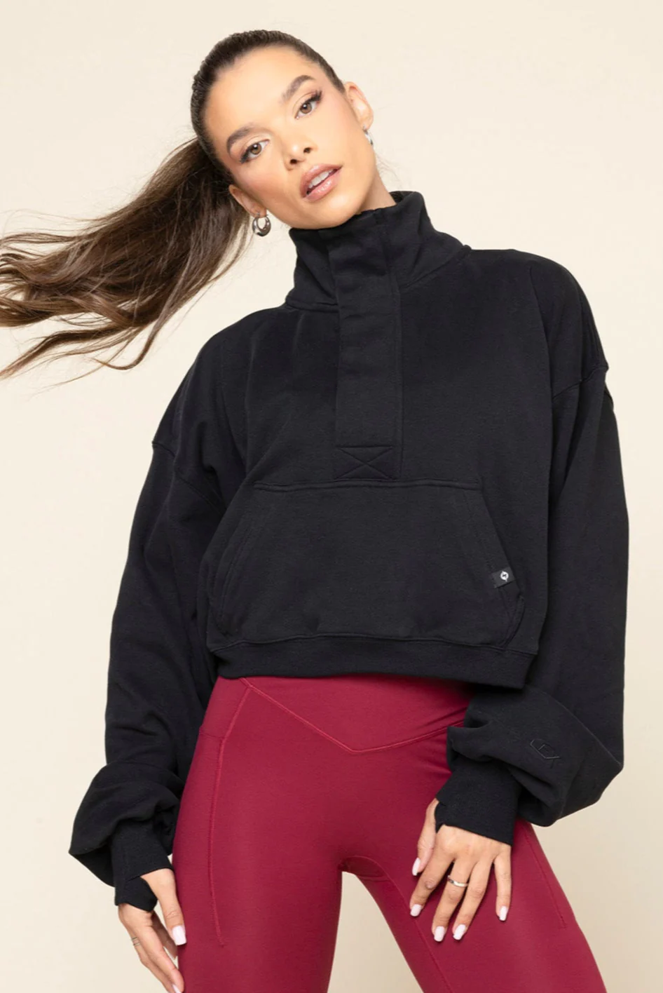 Ooey Gooey Crop Half Zip - Black - Image 8