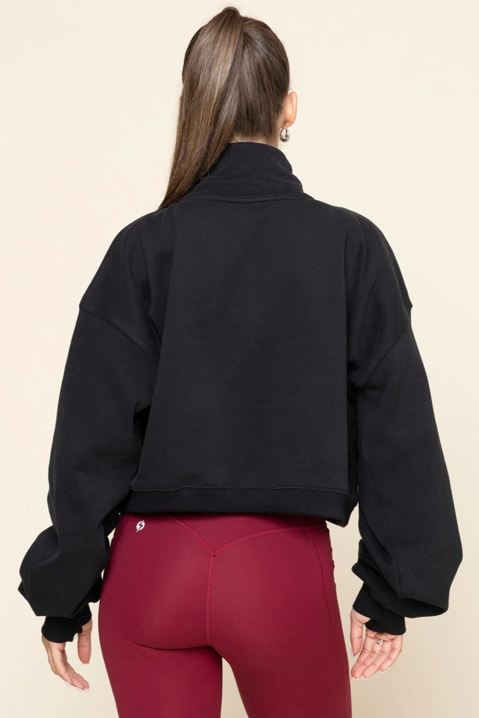 Ooey Gooey Crop Half Zip - Black - Image 9