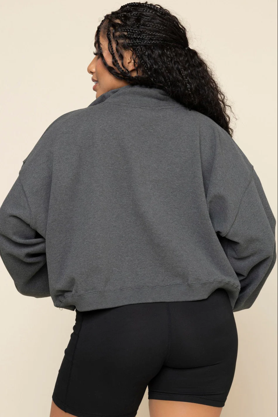 Ooey Gooey Crop Half Zip - Charcoal Heather - Image 7